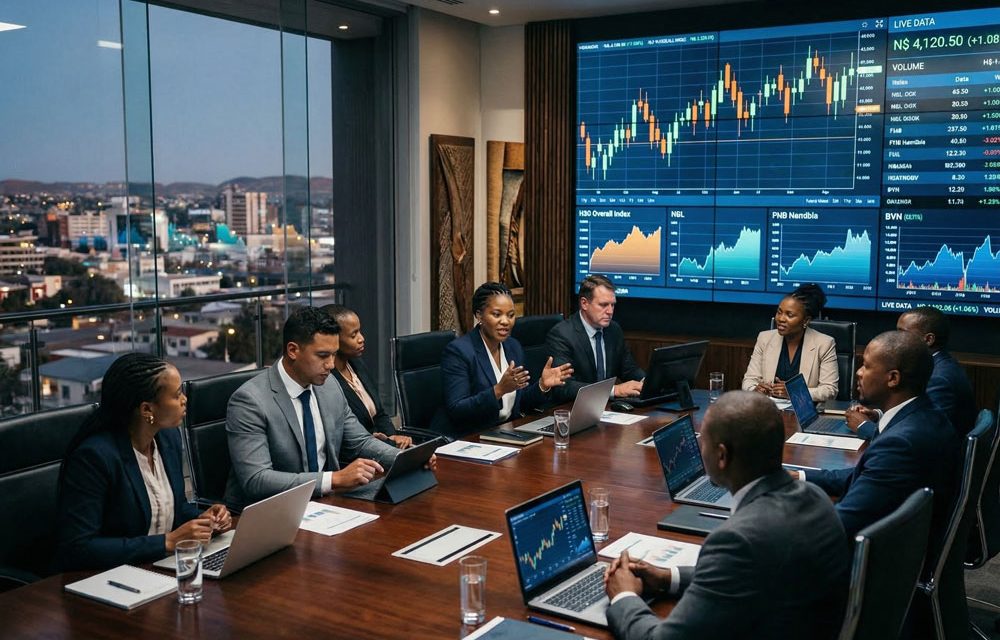 Group of financial business people sitting in a board room meeting.